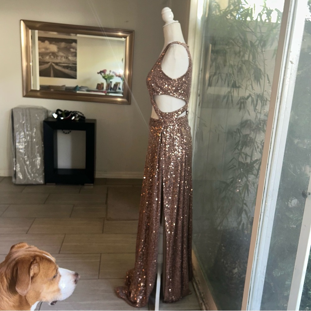 Fashion Nova Bronze Sequin Maxi Dress - Picture 4 of 12